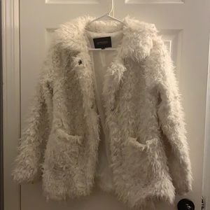white fur jacket